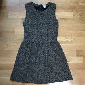 J.Crew Factory Sleeveless Ponte Dress Size XS Tan Black Herringbone